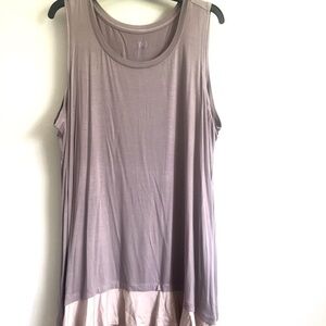 LOGO Layers by Lori Goldstein 2X Lavender Stone color-block ruffle hem top